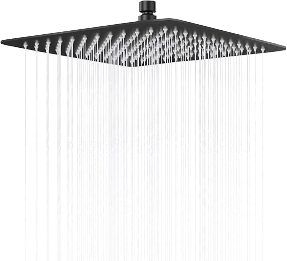 Fause Tepe Duş Başlığı Kare Slim 304 Metal 40x40 cm (Mat Siyah)