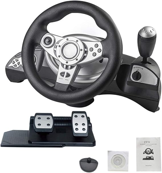 PS3/PS4/PC D-INPUT/X-INPUT Logitech Racing Wheel, Handle Controller Stand, PC Compatible, Vibration Function, Racing Wheel Black