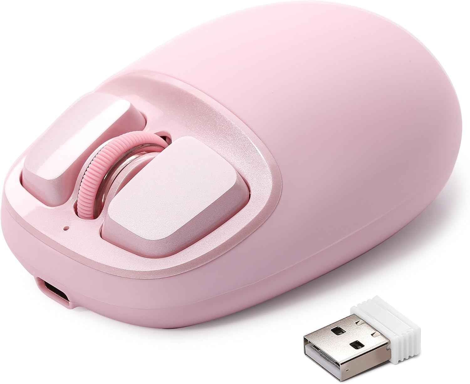 YUNZII C1 Silicone Wireless Mouse, 4800 DPI Optical Tracking, 6 Adjustment Levels, Tri-Mode 2.4GUSB-CBluetooth Mouse, Customize Mice for Laptop, Computer, iPad, MacBook Pink