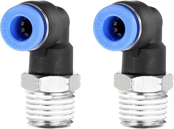 sourcing map 90 Push to Connect Fittings 1/4" NPT x 6mm ID 2pcs