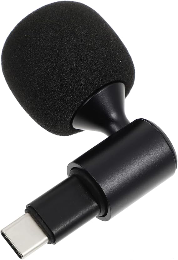 Type-c Plug Bendable Microphone Mini Mics Laptop Microphone Omnidirectional Black Sponge Metal with Sponge Cover for Live Broadcast Voice Call