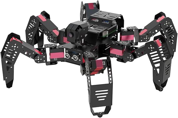 Hiwonder AI Smart Visual Six Legged Robot Raspberry Pi 5/4B, Support Python Code Programming, PC Software, App Control, STEAM Robotics Kit SpiderPi Advanced Kit, RPi 5 8GB