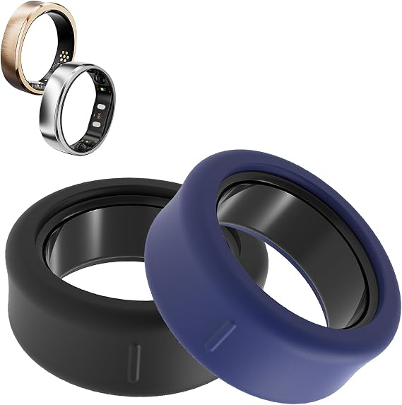 RingConn Gen 3 ケースカバー シリコンリングプロテクターカバー 傷防止バンパーケース スマートフィットネストラッカー用 超薄型保護スリーブ 伸縮性フィット ブラック+ダークブルー