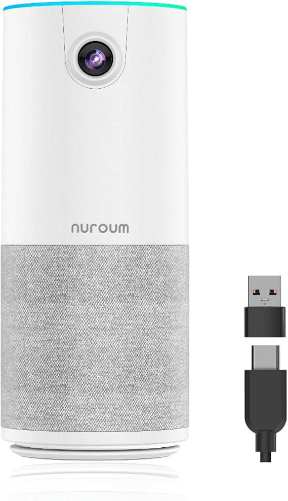 Nuroum C10 Webcam with Microphone and Speaker, Full HD Webcam 1080p 30fps, Portable Webcam, 90° Wide Angle, Noise Reduction, USB A/C Plug&Play, Video Conferencing Camera/Zoom/Teams/Windows/Mac