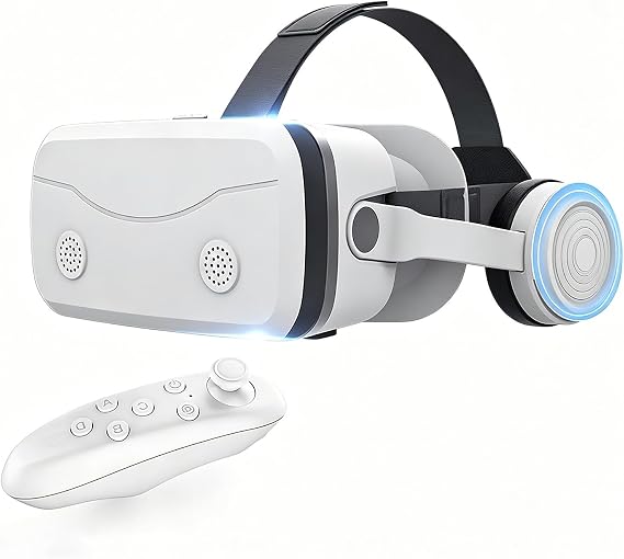 3D Virtual Reality Headset, VR Headset Glasses, All-in- Virtual Reality Headsets for Mobile Phones Compatible with Smartphones and Other Mobile Devices, 4.7-7.2 Inch Screens, 100° FOV,White
