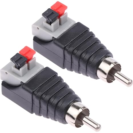 2 Pcs RCA to Speaker Cable Adapter, Speaker Cable Connector Phono Plug RCA Male Male To AV 2 Screw Female Connectors to AV Video Speaker Wire Adapter for CCTV