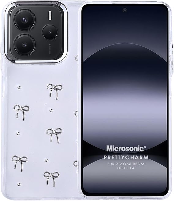 Microsonic Xiaomi Redmi Note 14 4G Kılıf PrettyCharm Bow [Redmi Note 14 4G ile Uyumlu Kılıf - Gümüş]