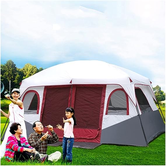 YXCKG Tent-8-Person-Camping-Tents, 2 Bedroom Family Tent Camping Tents & Shelters Large Tent 12 Person Outdoor Tents，Double Layer, Divided Curtain for Separated Room, Festival Essential 100%