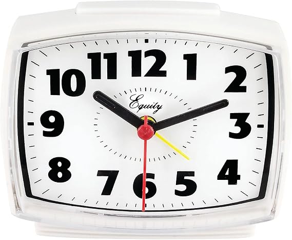 Equity by La Crosse 33100 Electric Silent Analog Alarm Clock with Lighted Dial, White, Pack of 1