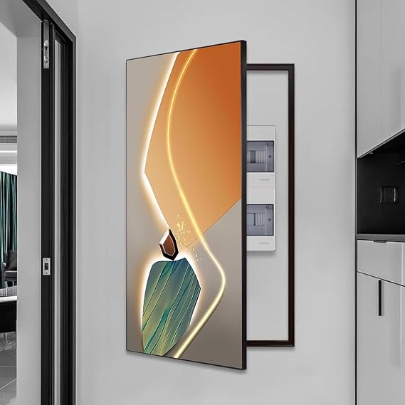 Electric Meter Box Decorative Painting Wall Art Circuit Breaker Electrical Panels Box Cover, Decorative Fuse Box Covers Hide Distribution Cover Decoration(Black 8,60x120cm/23.6x47.2in)