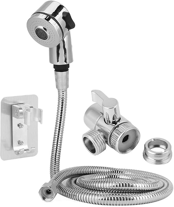 Handheld Shower Sprayer, Adjustable Faucet Adapter with Ergonomic Design, Multi-Functional Shower Head for Kitchen Bathroom Washbasin Sink