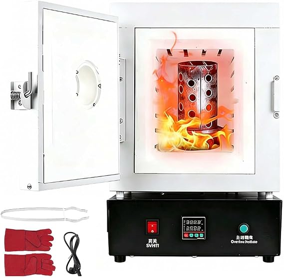 Tabletop Electric Muffle Furnace 1150°C – Digital Lab Kiln for Ceramic Sintering, Glass Annealing, Metal Melting, Jewelry Making & Dental Lab, 20x15x15cm Inner Chamber