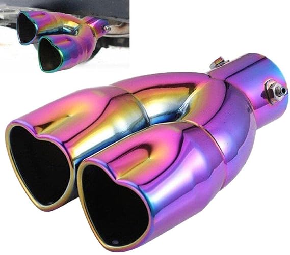 Double Exhaust Tailpipe Stainless Steel End One Change Two Mufflers - Heart Rim 2.5 Straight