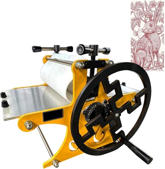 This Tabletop Etching Machine for Woodcut and Copperplate, 19.7in Manual Printing Press, Professional Slab Roller for Paper Printmaking, Relief Pressing Studio Tool