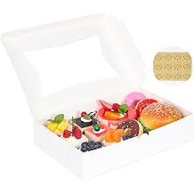 Yeplan 10-Pack Bakery Boxes with Window, 12x8x2.5 Inch Cookie Boxes, White Treat Boxes for Donuts, Muffins, Pies, Chocolates - Dessert Packaging for Baked Goods
