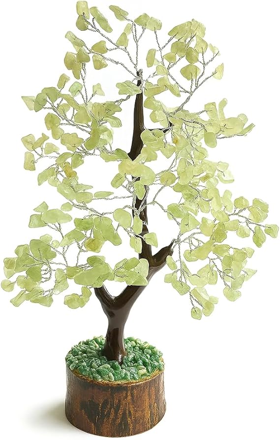 Gemstone Tree - Crystal Tree Lucky Tree with Real Stones - Green Aventurine Chakra Tree, Harmonic Healing Stone Tree, Decorative Gemstone Tree Against Stress - Stone Tree Crystals Tree