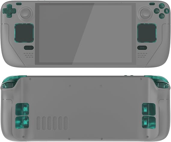 eXtremeRate Replacement Full Set Buttons for Steam Deck OLED Handheld Console, Emerald Green DIY Custom ABXY D-pad Trackpad Bumpers Triggers Buttons with Tools for Steam Deck OLED Console - No Console