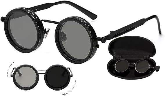 Adjustable Tinted Round Polarised Lenses Retro Sunglasses 1-9 Speed Adjustable Sunglasses with ND Filter Polarised Sunglasses with Adjustable Tint for Men Women