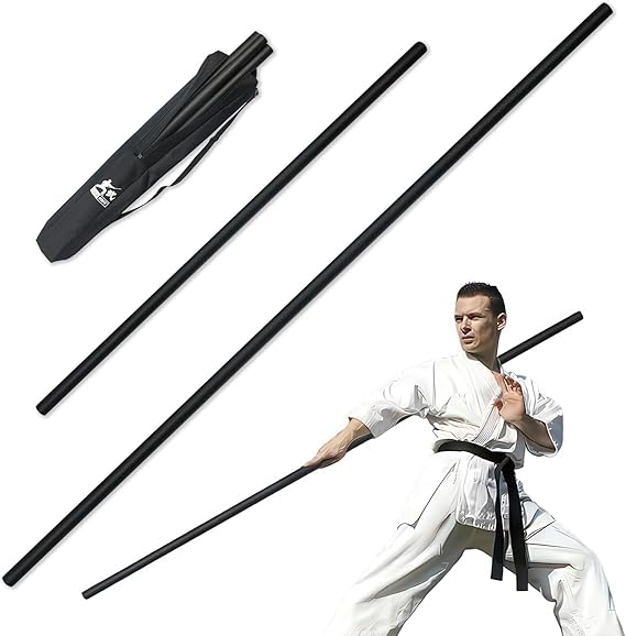 PHYSKOW 4ft & 6ft Collapsible Bo Staff – Foam-Padded Martial Arts Training Staff for Safe Practice, Portable Design with Carry Bag