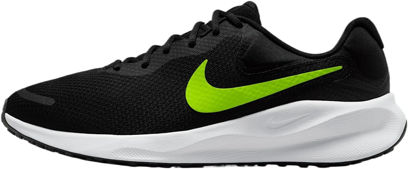 Nike Revolution 7 Men's Road Running Shoes (FB2207-010, Black/White/Volt)