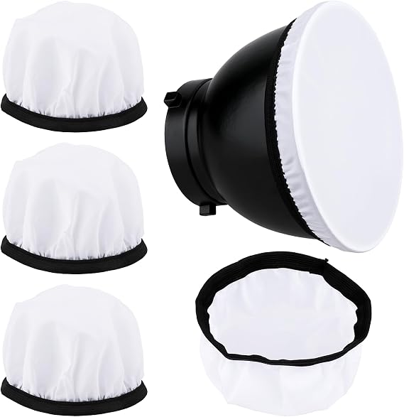 2Pcs Light Diffuser Sock, 7"/18cm Diffuser Lamp Cover White Soft Lampshade Reflector Lamp Sock for Studio Strobe Reflectors Ring Light Flash Light Standard Reflector
