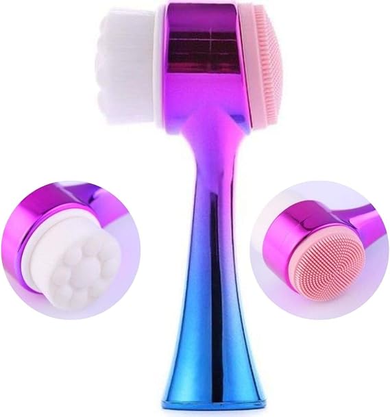 BUFFER® Çift İşlevli Renkli Cilt Yüz Temizleme Fırçası Peeling Masaj Etkili Gözenek Temizleyici Alet