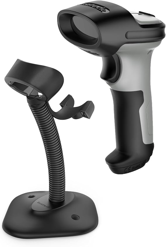 Inateck Barcode Reader, Wireless Stand, Bluetooth, USB Wired, Wireless, 2-Dimensional, Japanese Cord, Ultra Long Working Time, LCD Readout Compatible
