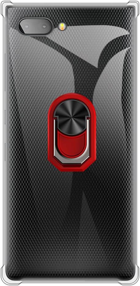 BlackBerry KEY 2 Compatible Case & Ring Holder - Clear + Red Ring