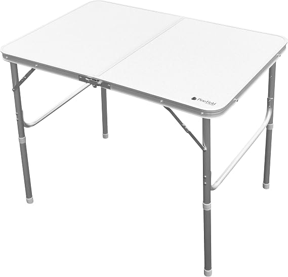 Adjustable Height Foldable Aluminum Table, White
