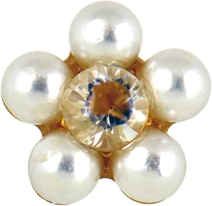 Studex Sensitive Regular Pearl and Cubic Zirconia Daisy Gold Plated Stud Earrings 5mm Setting