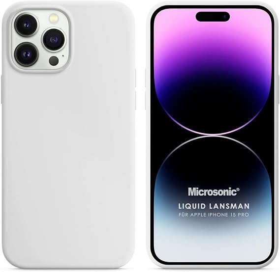 Microsonic Kılıf Apple iPhone 15 Pro için Liquid Lansman Silikon Beyaz [iPhone 15 Pro ile Uyumlu Kılıf - Beyaz]