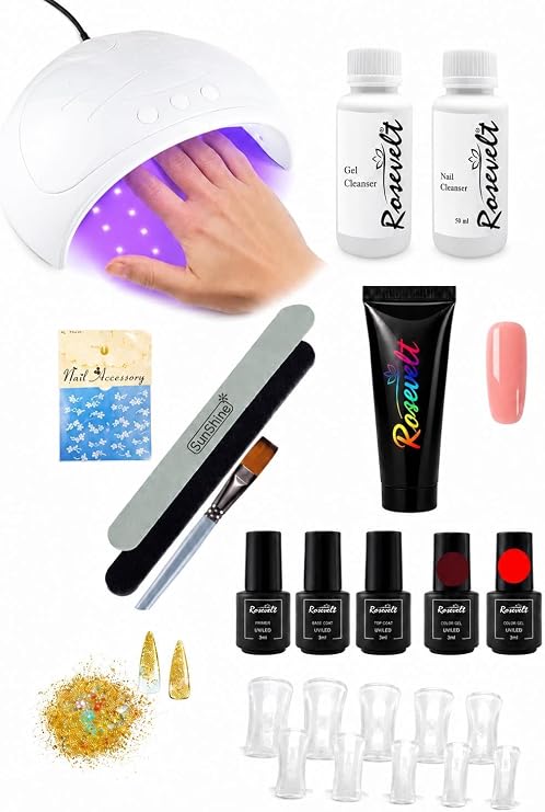 ROSEVELT Mini Protez Tırnak Poly Gel Seti Eğitim Videolu Nude Pembe 08