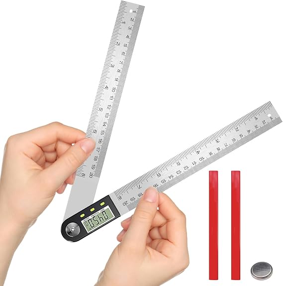 Flintronic 8"/200mm Digital Angle Finder, Digital Inclinometer Protractor, Stainless Steel Protractor Angle Ruler with LCD Display, for Woodworking Construction Repairing