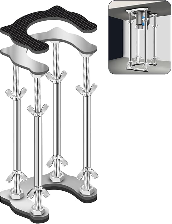 Undermount Kitchen Sink Bracket Space Saving Upright Sink Repair Kit with Non-Slip Shock Absorbing Pads Stainless Steel Adjustable Bracket for Kitchen, Bathroom and Outdoor Sink