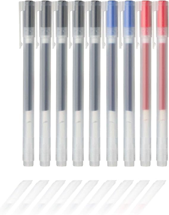 MUJI Gel Ink Rollerball Pen 0.3mm (5 Black, 2 Blue, 2 Red)