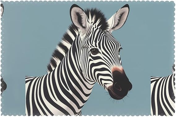 Washable Heat Resistant Table Mats for Dining, Home & Kitchen, Thick Firm Wear-Resistant Placemats, 12x18in (Set of 6), Room Hotel Home The Honest Zebra Prints