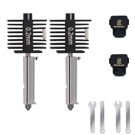 2PCS A1 Mini Upgrade Hotend Kit, 3D Printer Print Head Hot End Heating Block Kit with 0.2 mm Hardened Steel Nozzle and Silicone Socks for Bambu Lab A1/A1 Mini