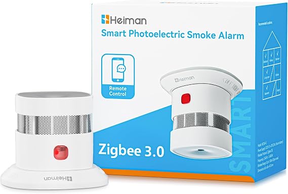Heiman Detector de Humo Zigbee, Batería Reemplazable de 5 Años, HS1SA-E Plus Alarma de Incendios Independiente para Hogar, Mini Fotoelectrico, Certificaciones CE/DBI/UKCA, Premio Reddot