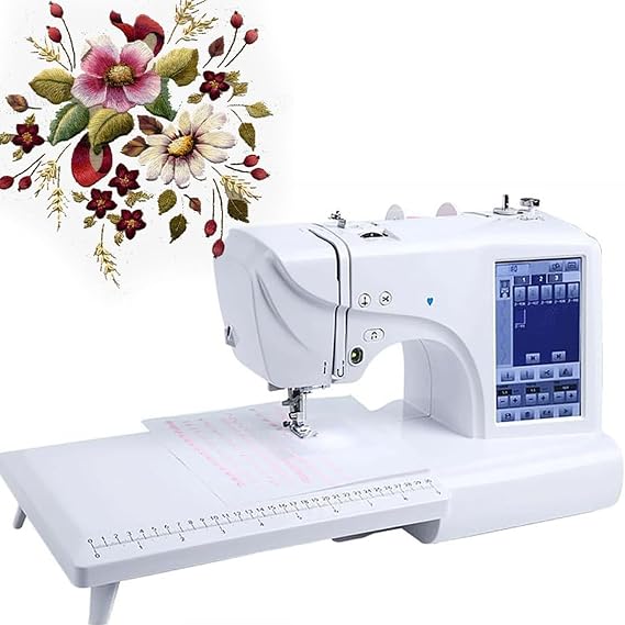 Automatic sewing machine with electric embroidery, LCD touch screen embroidery area, built-in 210 characters, 30 pattern frames, easy to sew for beginners