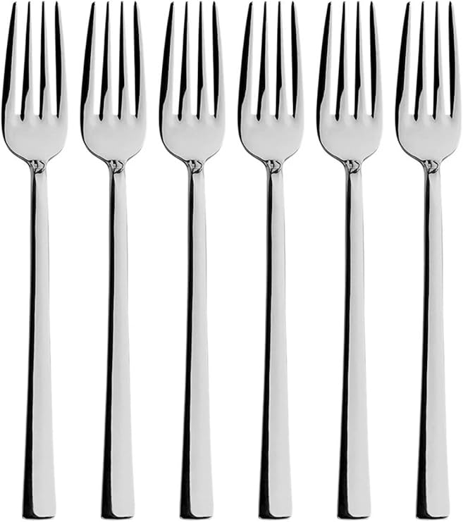 Gümüş Tatlı Çatalı Seti, Paslanmaz Çelik, 16 cm, Metalik, Titanyum Kaplama, 6 Adet