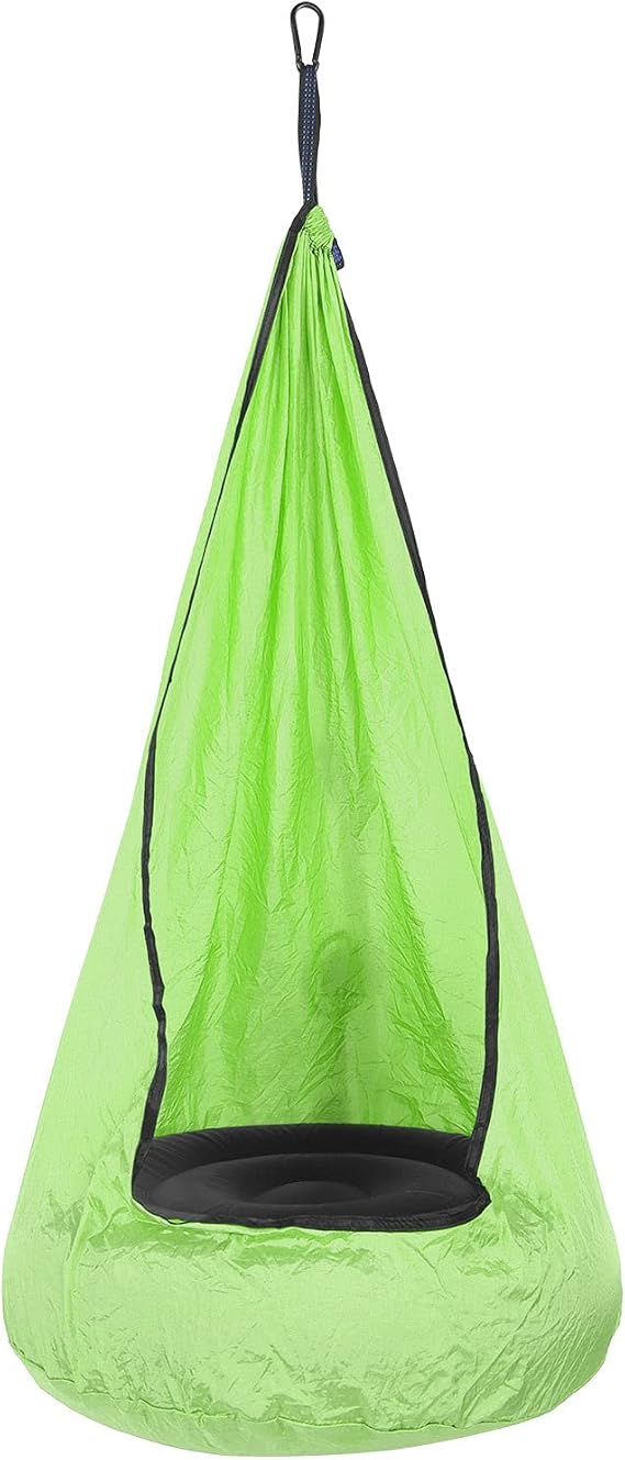 Pod Swing Seat with Breathable Nylon Taffta for Comfortable Kids Hammock Chair Outdoor Use 140x70cm (Fruit green)