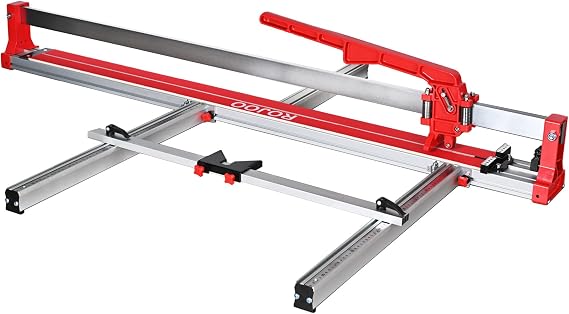 Ceramic Porcelain Manual Tile Cutter 48 inch 1200mm with Sliding Guide,Professional Heavy-Duty Aluminium Base, Adjustable Measurement Scale, Red and Silver R2823T120 (48inch)