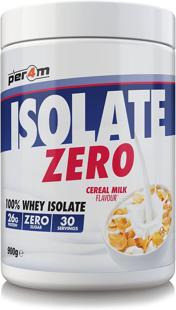 Per4m Isolate Zero Premium Whey Protein Powder | Superior Flavour Ultra Filtered + Amino Acids | Fast Absorbing Zero Sugar Gluten Free Shake for Lean Muscle & Recovery (900g, Cereal Milk)