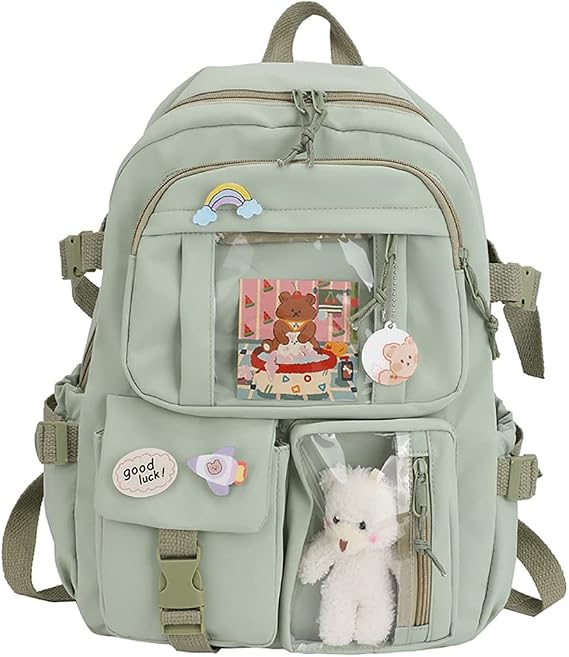 DKIIL NOIYB Kawaii Backpack School Bags for Girls, Cute Backpack Preppy School Rucksack Japanese School Bag for Teenage Secondary Primary Middle School