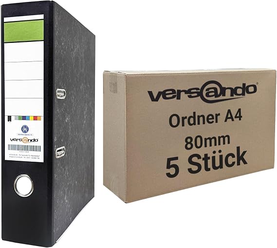 versando 5x breiter Premium Ordner DIN A4 Rücken 8cm Aktenordner