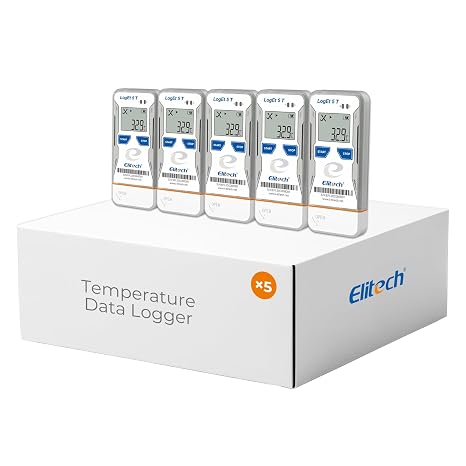 Elitech USB Temperature Data Logger Pack of 5 LogEt5T -30°C to 70°C Automatic PDF/CSV Report