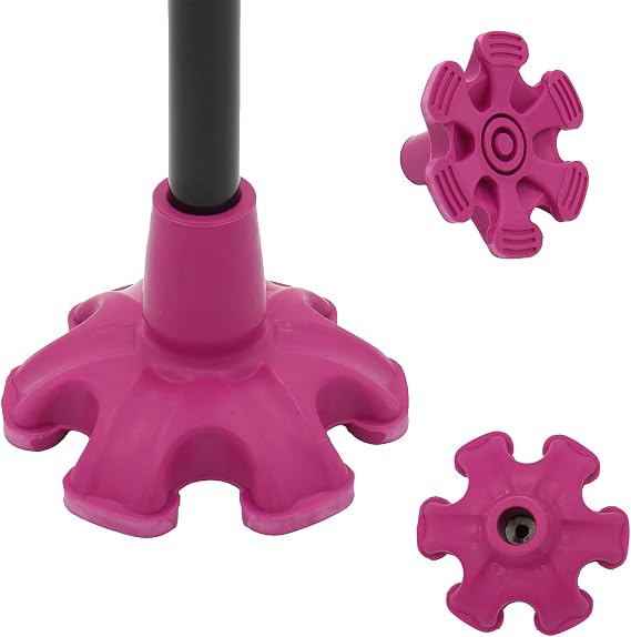 Walking Stick Ferrules, Walking Stick Rubber Ends, Walking Stick Accessories - 6 Point Self-Standing Cane Ferrules for Enhanced Stability and Safety (115 * 75 * 19mm, Pink)