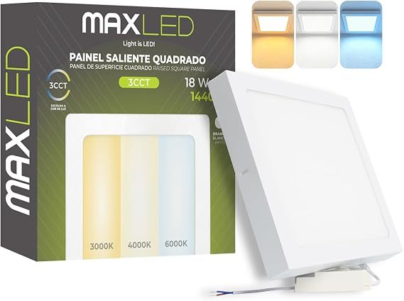 Maxled Light is Led! 18W Square Surface Mounting LED Panel Light 1440lm 3000K 4000K 6500K Ultra-Thin Light Fitting IP44 Aluminum LED Panel Downlight Ceiling for Home Kitchen Bathroom Not Dimmable [Energy Class G]