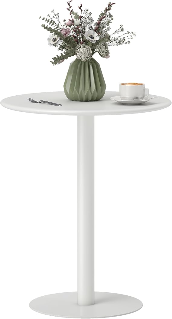 HOMCOM Dining Table 2 Seater Round Kitchen Table 60 x 60 x 72cm White
