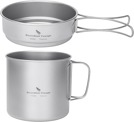 Boundless Voyage Ti2053C Pure Titanium Cooker Set, Pot, Deep Pot, Frying